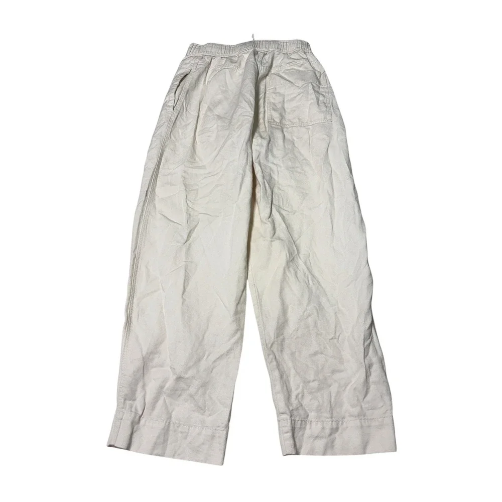 COS Off White Cotton Linen Blend Wide Leg Drawstring Pants Womens Size 4 W26 L26